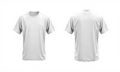 plain white short sleeve t shirt mockup showcasing both front and back views, ideal for design presentations and apparel branding