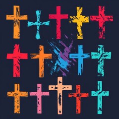 Obraz premium Modern Faith Collection A Bold Series of Elegant Cross Vector Designs Merging Artistic Spirituality with Contemporary Graphic Innovation