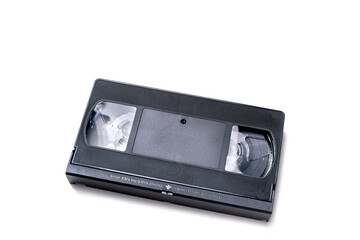 VHS cassette on a white background, showcasing retro media technology and vintage home entertainment nostalgia.
