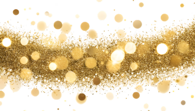 golden bokeh effect glitter isolated on white or transparent