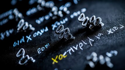 Abstract Mathematical Equations and Formulas on Dark Background