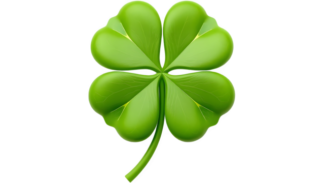 A vibrant green four-leaf clover symbolizing luck and fortune.