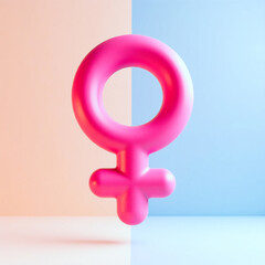 vibrant pink female symbol against a pastel background