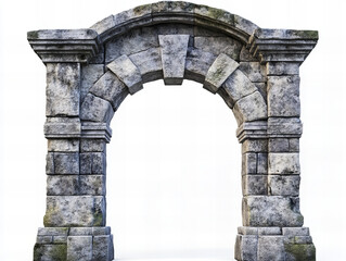 Obraz premium An old stone portal cutout isolated on a transparent background, featuring weathered textures and historic charm. Ideal for architectural, fantasy, and historical design projects.