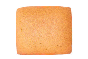 Rectangular gingerbread cookie isolated on white background.