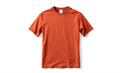 plain orange t shirt mockup displayed on white background, ideal for showcasing designs or branding. Perfect for casual wear or sports activities