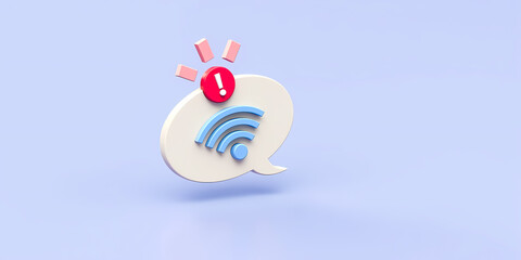 Fototapeta premium 3d rendering of a speech bubble with wifi symbol and alert notification