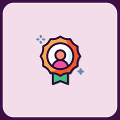 Person Icon with Award Badge and Ribbon Design
