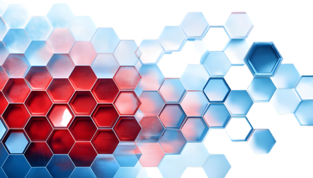 red illustration 
 blue hexagon geometrical digital tech texture background isolated on white - Powered by Adobe