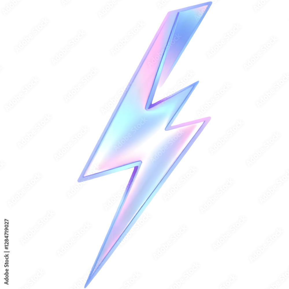 Aufkleber a stylized lightning bolt with a gradient of colors, showcasing dynamic angles and a sleek design.