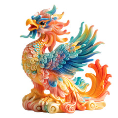 Fototapeta premium Decorative Chinese Phoenix Figurine Isolated on Transparent Background
