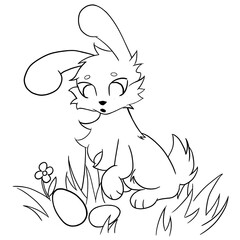 Easter bunny sitting on the grass