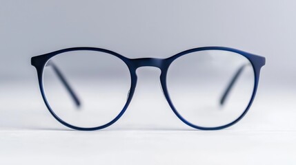 Fototapeta premium Stylish blue eyeglasses on white background
