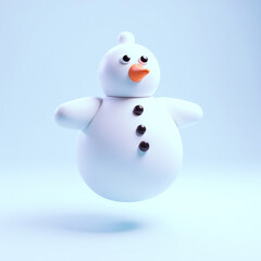 Obraz premium 3d rendering of a charming snowman against a light blue background