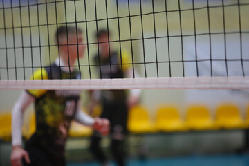 The background of volleyball player with front of play net