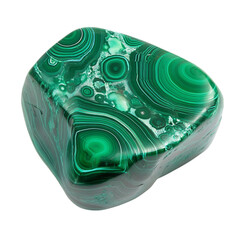 A Smooth Chunk of Malachite Stone with Concentric Patterns Isolated on Transparent Background