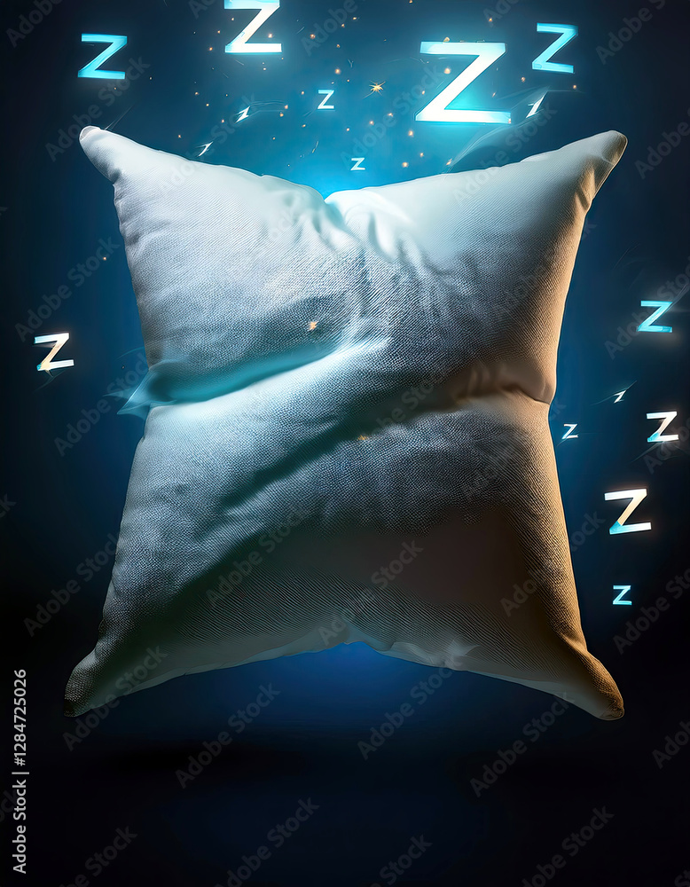 Poster dreamy comfort with floating zs creating a serene nighttime atmosphere
