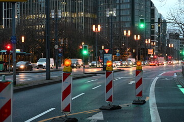 Fototapeta premium Baustelle an einer Strasse in Frankfurt