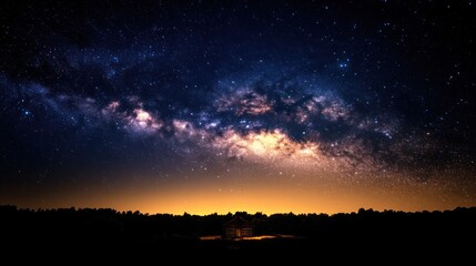 Fototapeta premium Milky Way over rural landscape at night