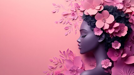 Paper cut floral woman with copy space