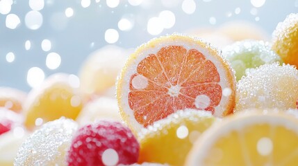 Fresh citrus slices with sugared frost