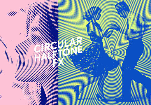 Circular Halftone Pattern &ndash; Photoshop Template for Abstract and Retro Designs