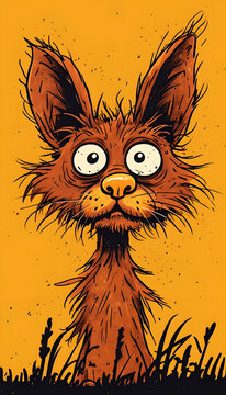 Whimsical and funny farm animal portrait - Cat