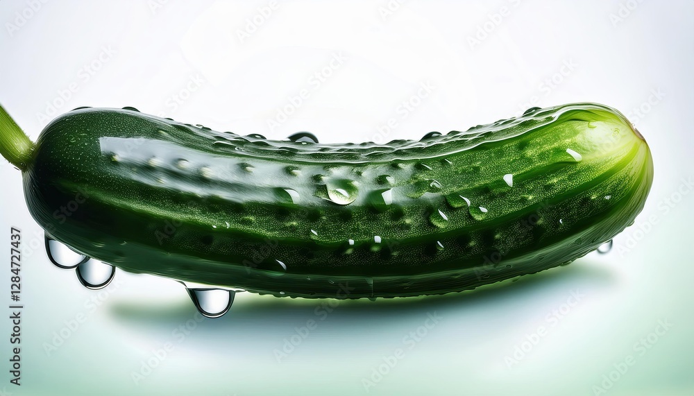 Poster cucumber silhouette adorned with glistening droplets creating a fresh and vibrant effect