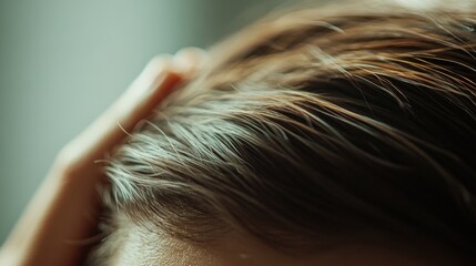 Obraz premium Hair loss in a health spa, a person receiving a soothing scalp massage. Featuring rejuvenation and self-care