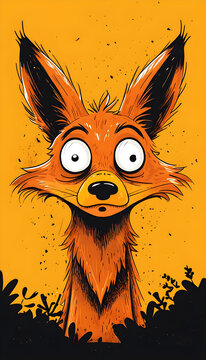 Whimsical and funny farm animal portrait - Fox