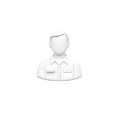3d illustration of a faceless businessman wearing a white shirt, minimalistic avatar concept, isolated on transparent background