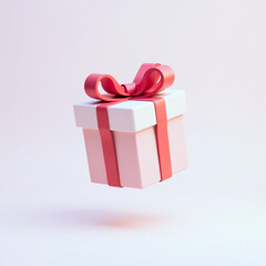 pink gift box with coral ribbon