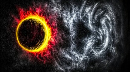 Fiery Ring and Ethereal Swirl A Cosmic Dance of Opposites
