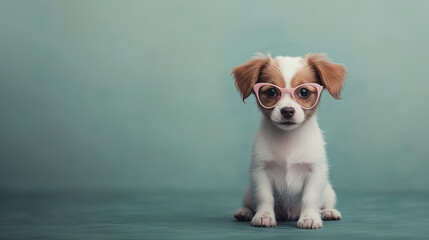 puppy with funny glasses 