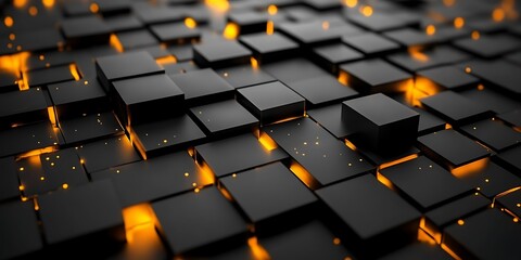 Fototapeta premium Abstract geometric cubes with glowing lights