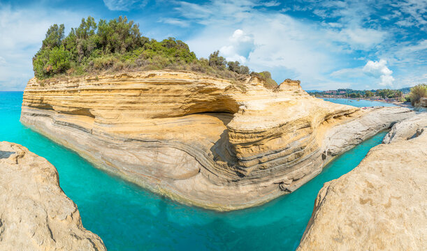Wild beach at Canal d'amour, Sidari region, Corfu island, Greece.