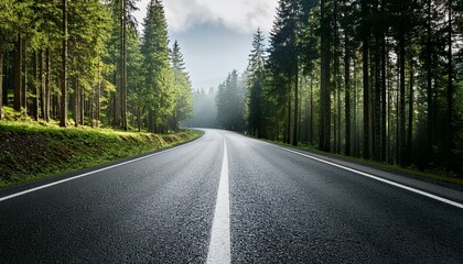 asphalt road in forest