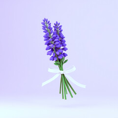 Obraz premium elegant purple flower bouquet with white ribbon
