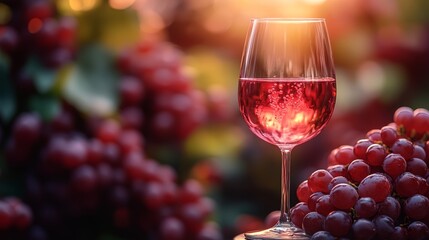 glass of red wine and grapes