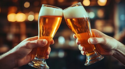 two beers clinking doing a cheers