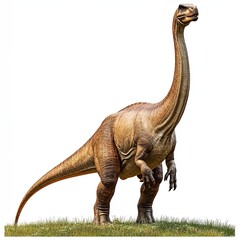 Obraz premium A lifelike portrayal of a dinosaur, emphasizing its long neck and hefty frame