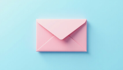 Pink envelope on a light blue background