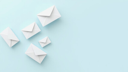 Envelopes arranged on a light blue background ready for customization