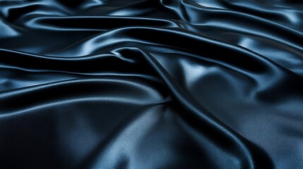 Fototapeta premium Smooth luxurious black silk fabric is carefully folded and displayed