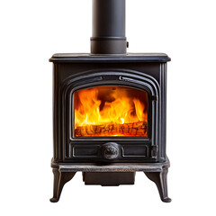 A Vivid Flame from a Wood Stove Dancing and Crackling Isolated on Transparent Background