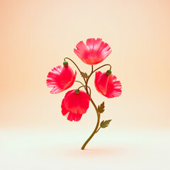 four red poppies in full bloom against a background