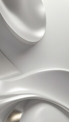 Elegant abstract forms in shades of white, subtly illuminated, creating a sophisticated, modern aesthetic with gentle curves and lines.