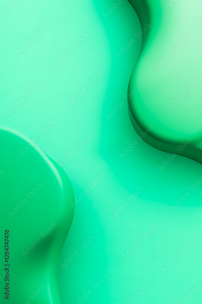 Poster abstract green gradient background with fluid shapes