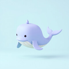 playful cartoon whale in pastel blue