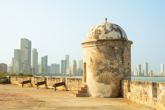 View of the Bocagrande neighborhood from the walled city of Cartagena, Colombia